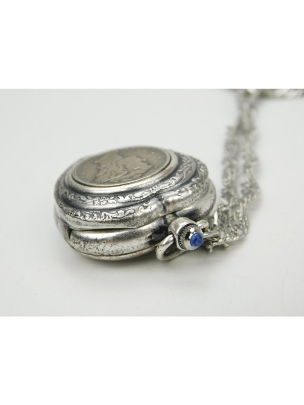American Historical Society 1940 Mercury Dime Silver Locket Watch Necklace 30” - Picture 7 of 7
